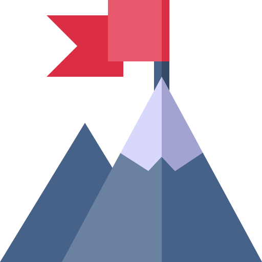 Imagen vectorial de montañana con bandera roja arriba