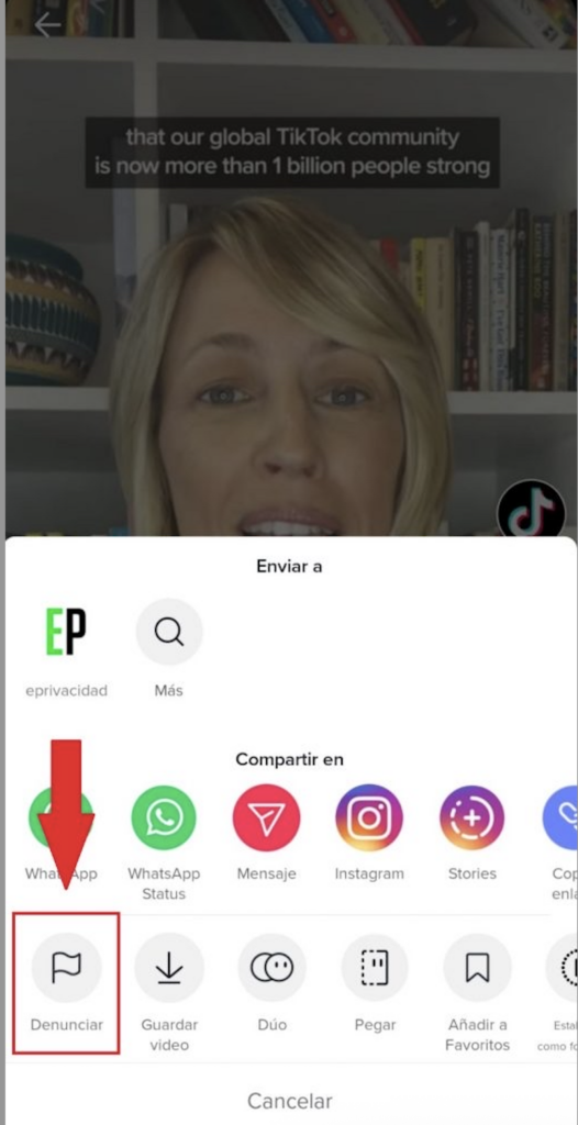 como eliminar un video de tiktok de otra persona mediante denuncia y privacidad