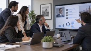 Equipo revisa la reputación digital de un candidato ficticio antes de una campaña